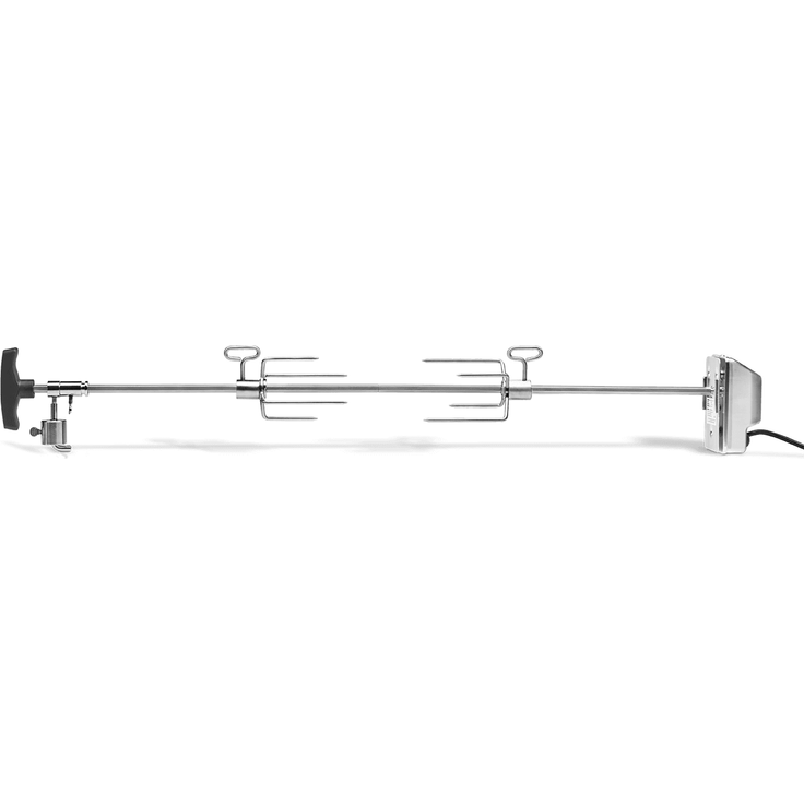 BURNHARD® Universal Drehspieß mit Motor, Elektrischer Grillspieß inkl. Fleischgabeln, Rotisserie für Gasgrill Fred 4- & 6-Brenner, Spießlänge: 90-110cm - Silber - #943700 – Bild 2