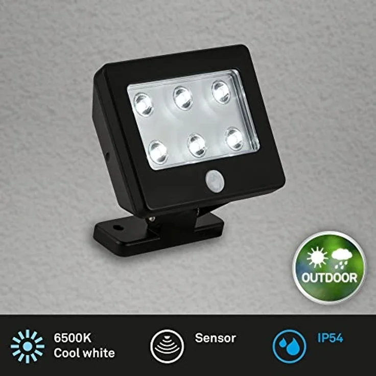 Briloner Leuchten Außen-Wandleuchte LED Außen-Wandlampe Extra-Warmweiß inkl. Sensor Batterie, LED fest integriert, 2700K - Extra - Warmweiß, inkl. Sensor, schwenkbar, Erfassungsbereich 3 m, Batterien – Bild 2