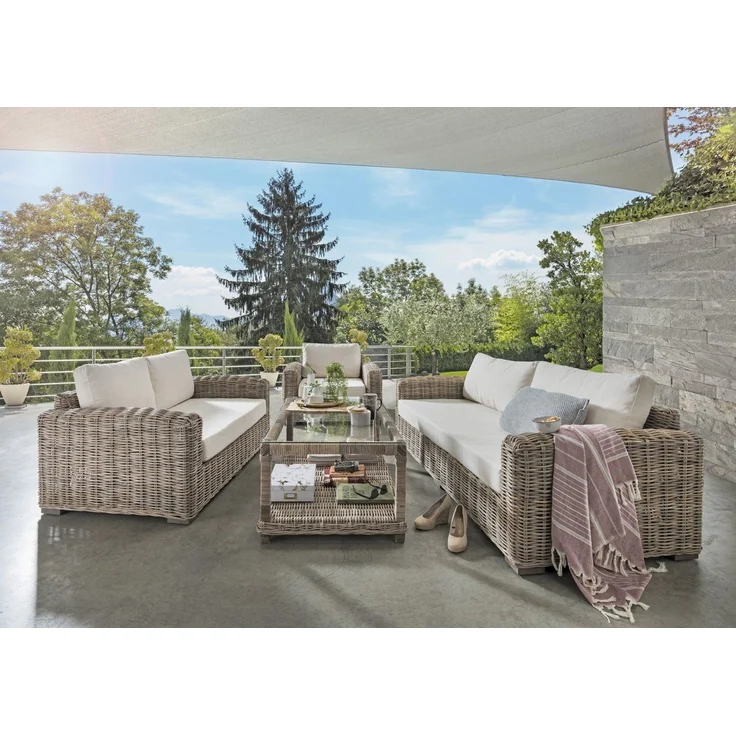 More2Home Couchtisch Rattan-Couchtisch, SPLIT, 100 x 50 cm grau – Bild 2