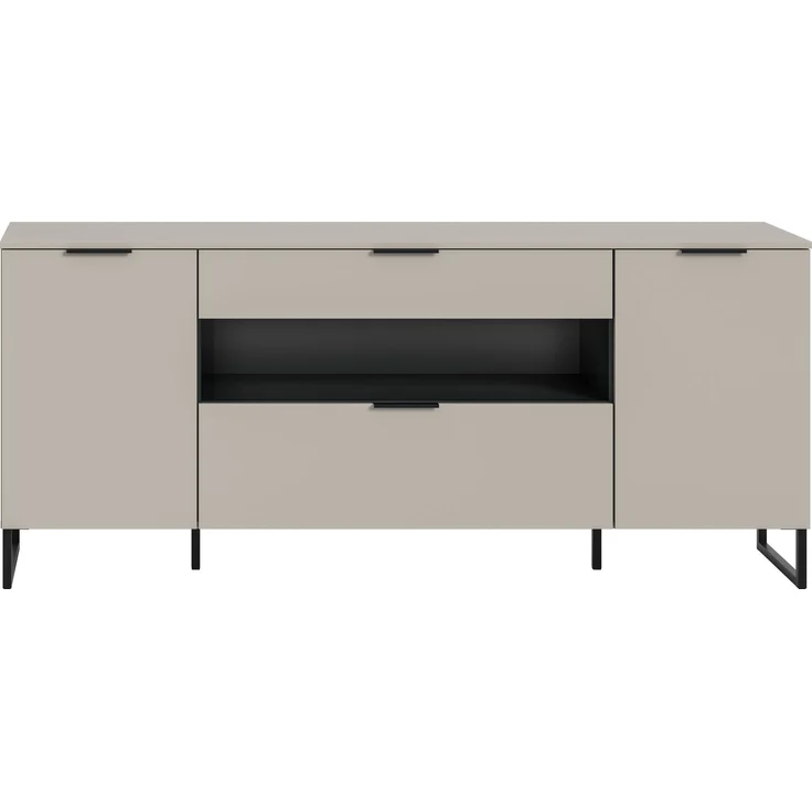 Sideboard B/H/T: 80x185x41 cm in Kaschmir Nachbildung und schwarz – Bild 2