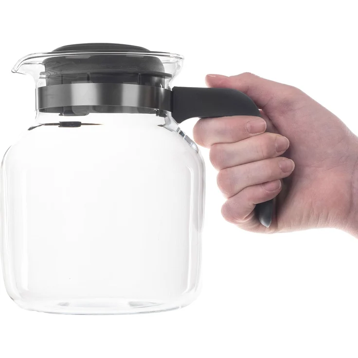 KADAX Hitzebeständige Teekanne mit Deckel, Glas, grau 1,5L – Bild 4