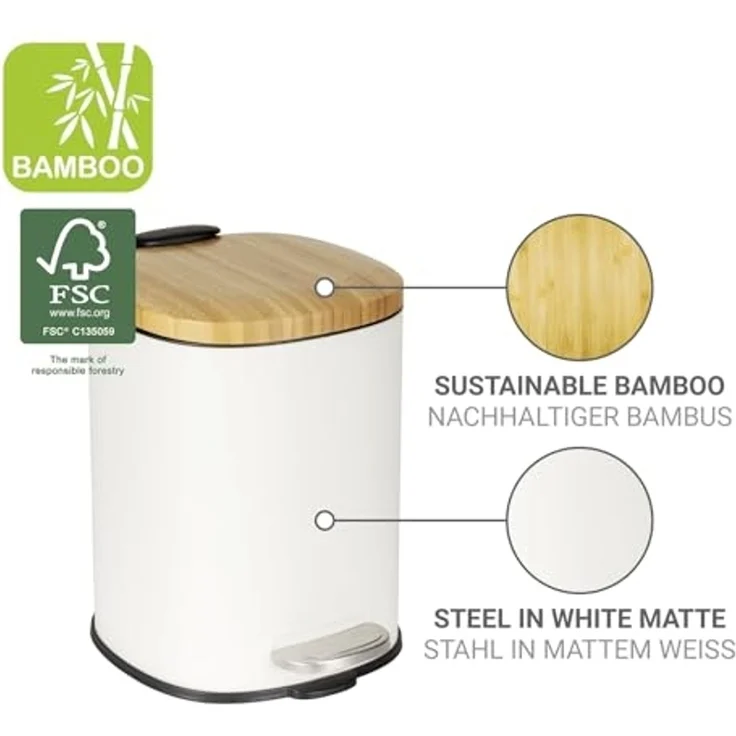 WENKO FIANEMA Kosmetikeimer 3 Liter, Weiß/Braun – Bild 4