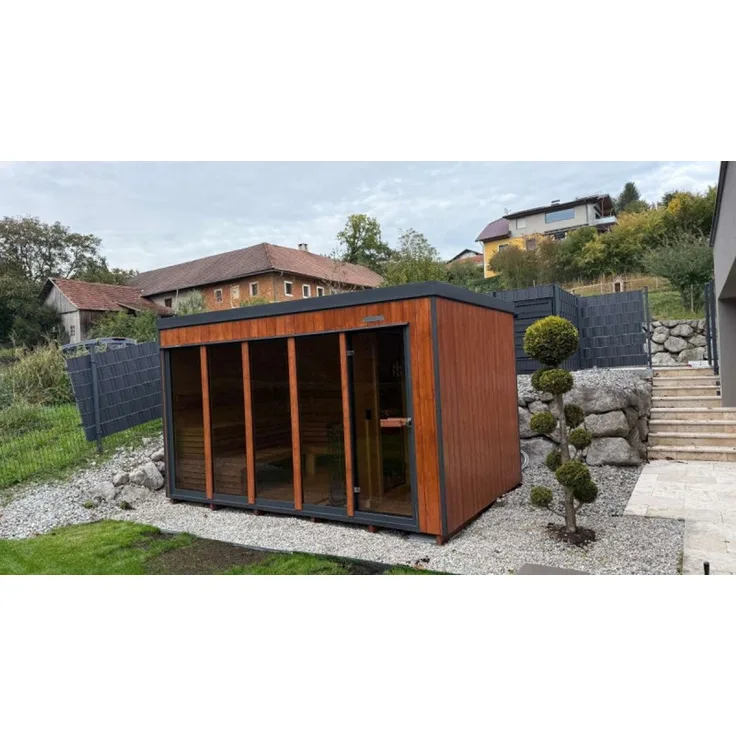 GardenAndPools Garten Sauna Horizont House 5M, hochwertige Skelettbauweise, 500 × 245 × 245 cm