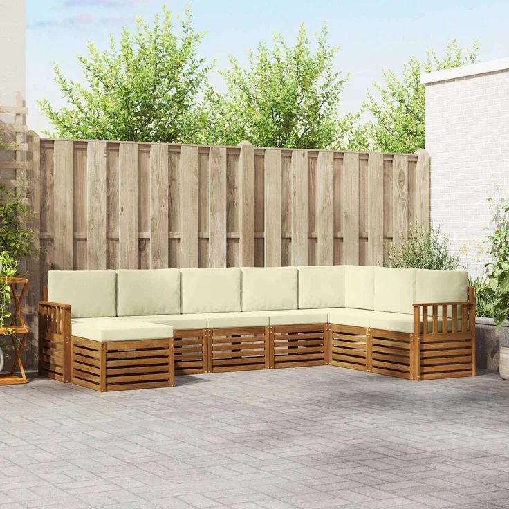 vidaXL Outdoor-Sofagarnitur 8 stk. 8-Sitzer Natur und Creme 3375280 – Bild 1