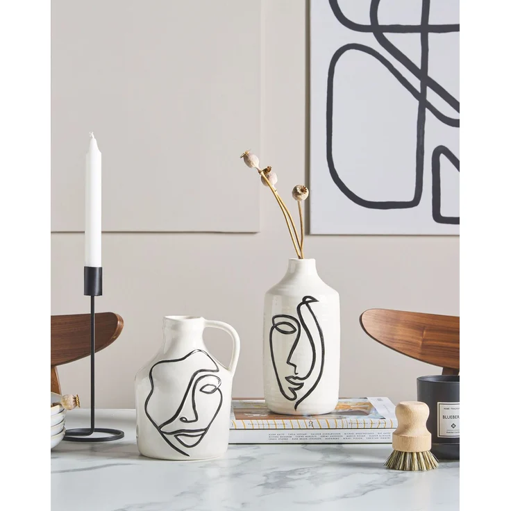 Blumenvase AGRINION Steinzeug 19 cm Weiß – Bild 3