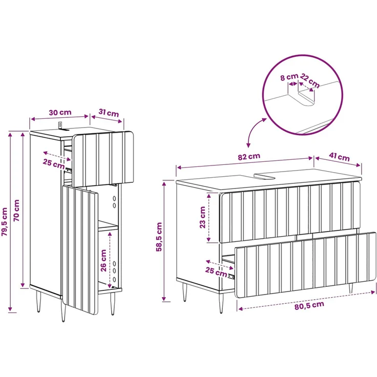 vidaXL 2-teiliges Badezimmer Schrank Set ZWOLLE Raucheiche 3417680 – Bild 9