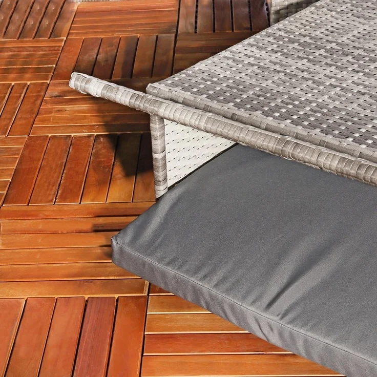 Polyrattan Sitzmöbel Set Sofa Tisch 2 Hocker grau Lounge Gartenset Rattanmöbel – Bild 8