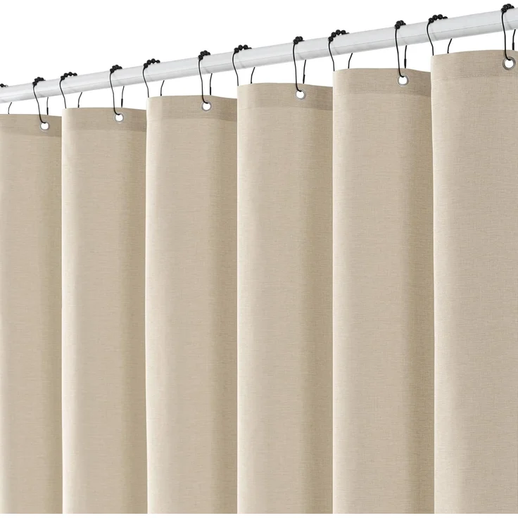 Woaboy Duschvorhang Leinenoptik Anti-Schimmel Beige 180x200 cm – Bild 2