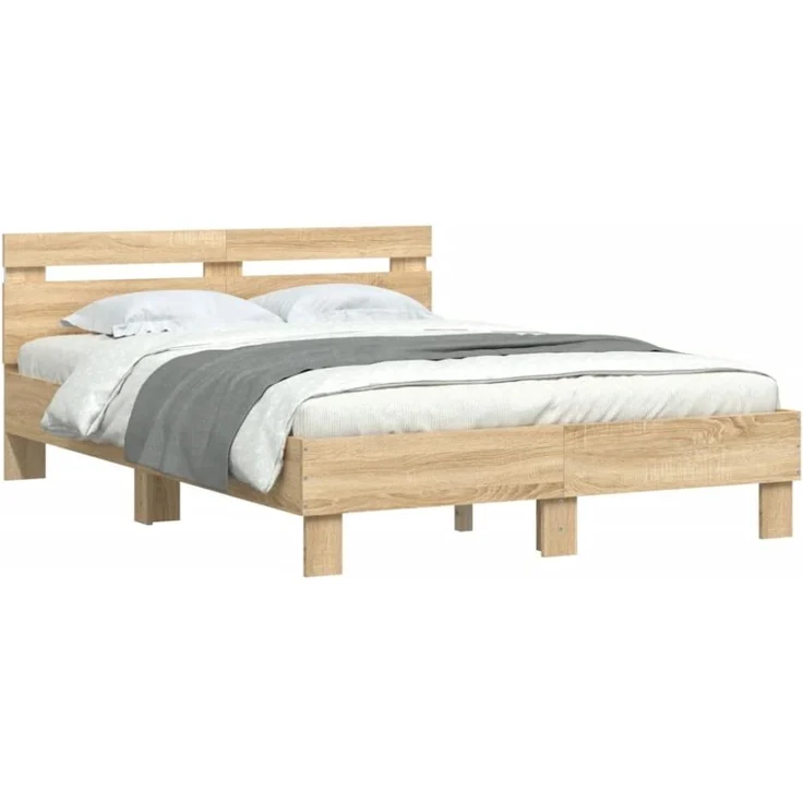 vidaXL Bettgestell mit Kopfteil LED-Beleuchtung Sonoma-Eiche 120x200cm 3207555 – Bild 10