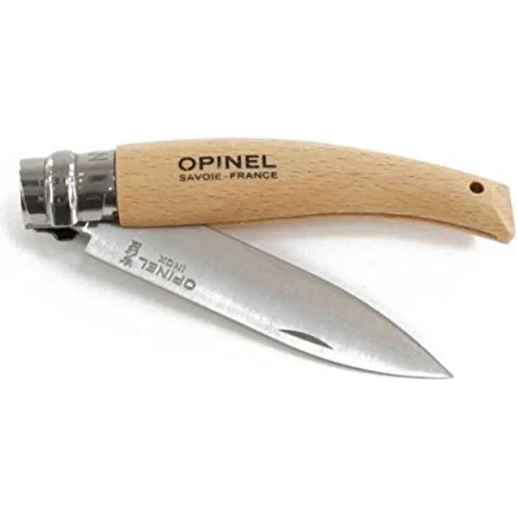 Opinel Garden N°08 - Messer - Buchenholz - 8.5 cm - kleine schwarze Striche, Grifffarbe Hellgelb bis Rosa – Bild 1