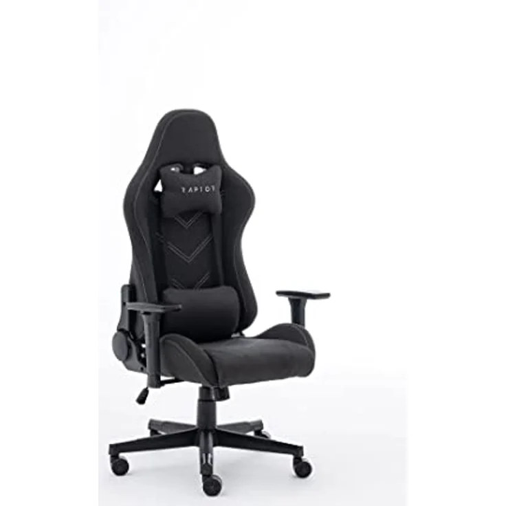 Raptor Gaming GS-100 - Gepolsterter Sitz - Gepolsterte Rückenlehne - Schwarz - Schwarz - Stoff - Schwarz – Bild 2
