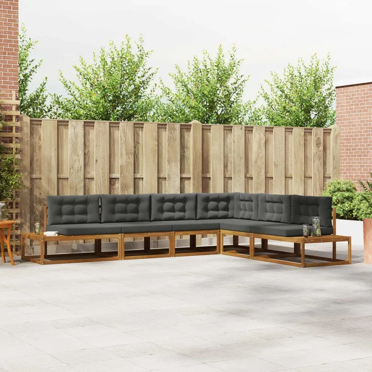 vidaXL Outdoor-Sofagarnitur 6 stk. Natur und Anthrazit 3368145 – Bild 1