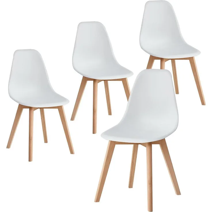 Esszimmerstühle 4er Set Beine massiv Buchenholz Hochzeit Weiß 4 Stühle
