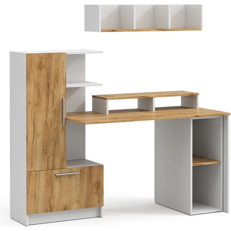 Schreibtisch Tomy Weiß/Goldkraft Eiche 150x59 cm 4er Set Vicco – Bild 1