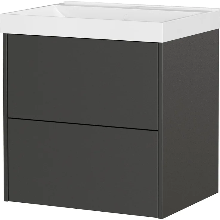 Germania Waschtisch inkl. Becken 9080-547 GW-BODERA, in grifflosem Design mit Push-to-Open Technik, in Graphit, 61 x 65 x 46 cm (BxHxT)