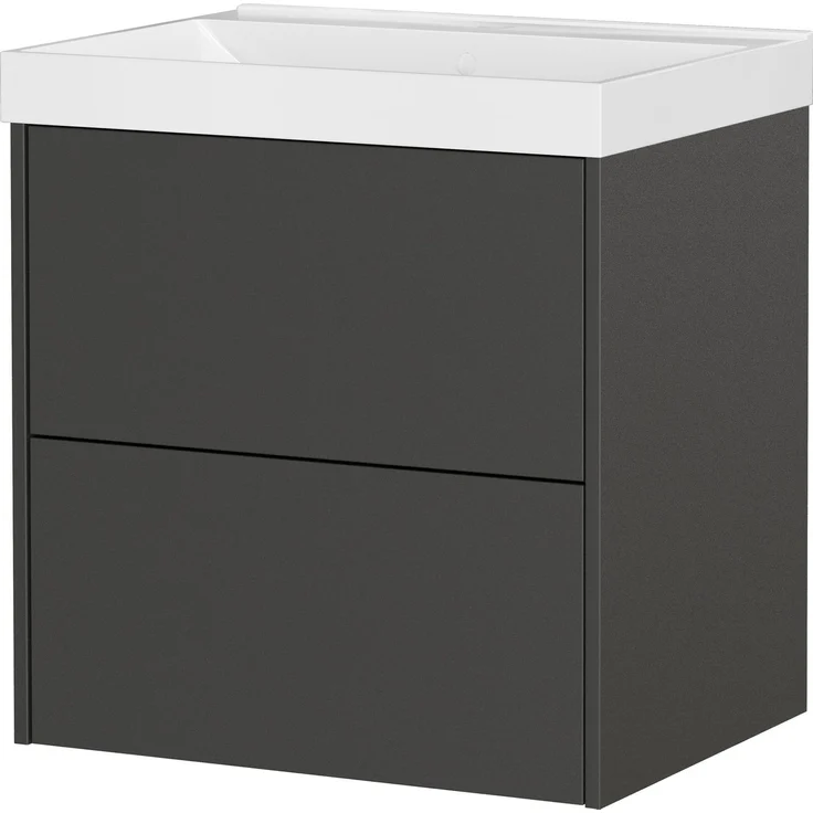 Germania Waschtisch inkl. Becken 9080-547 GW-BODERA, in grifflosem Design mit Push-to-Open Technik, in Graphit, 61 x 65 x 46 cm (BxHxT)