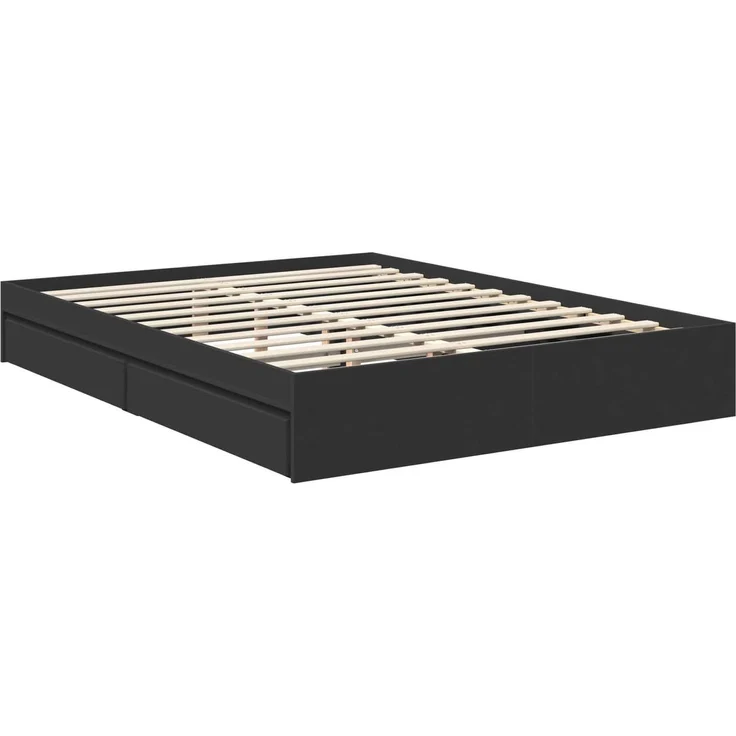 vidaXL Aufbewahrungsbett Schwarz 150 x 200 cm Holzwerkstoff 3411195 – Bild 5