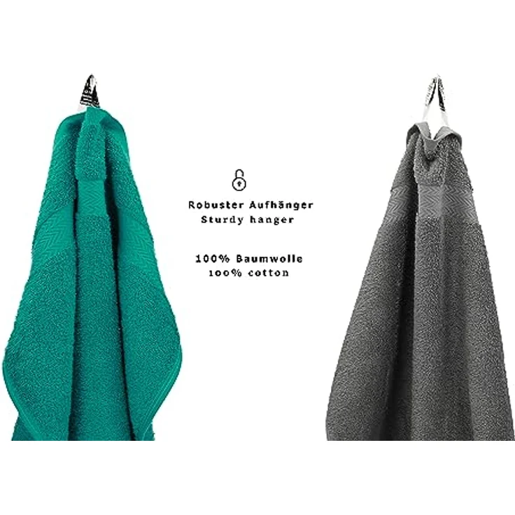 Betz Gästehandtücher 10 Stück Premium 30x50 cm Farbe smaragdgrün und anthrazit, 100% Baumwolle – Bild 5