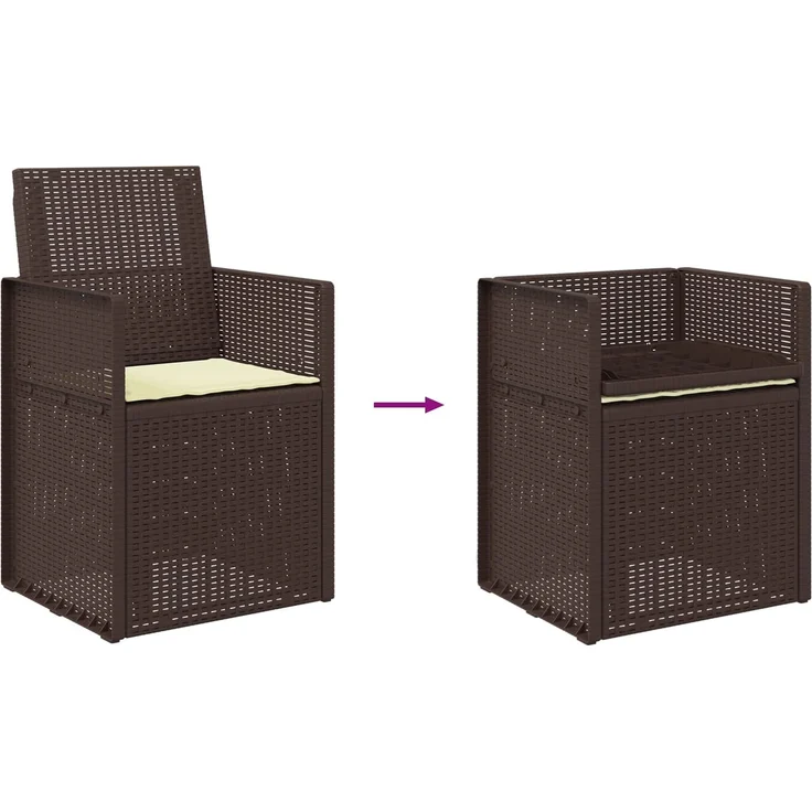 vidaXL Garten Esszimmerstühle 2 stk. Braun und Creme PP 899989 – Bild 9