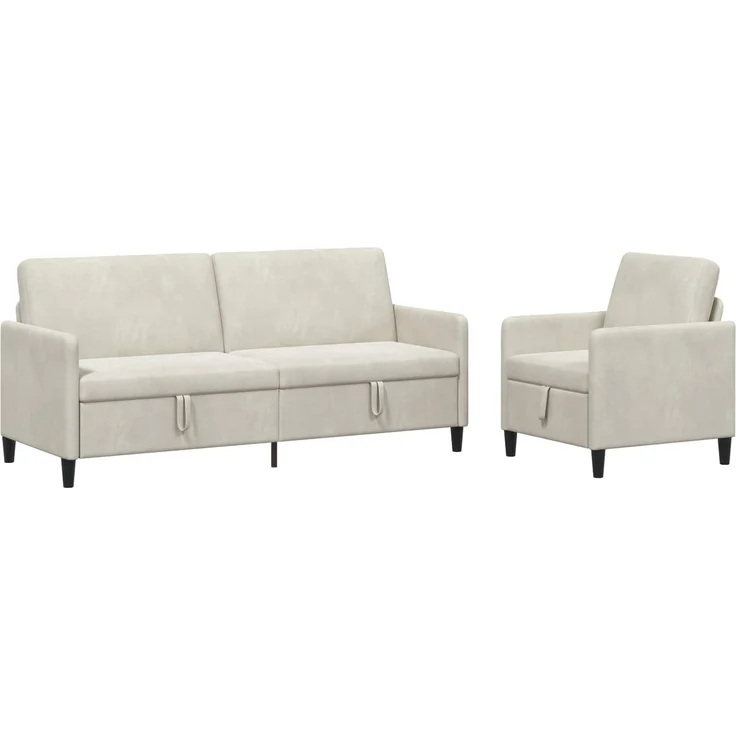 vidaXL Sofa Set mit Stauraum 2 stk. Creme Polyester 3429254 – Bild 2