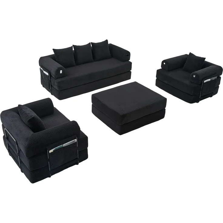 ZUBALIYA Ecksofa 94x67 cm, mit Ablageflächen, mit Cordbezug, mit breiten Armlehnen, modular aufgebaut, mit Schaumstoffpolsterung – Bild 20