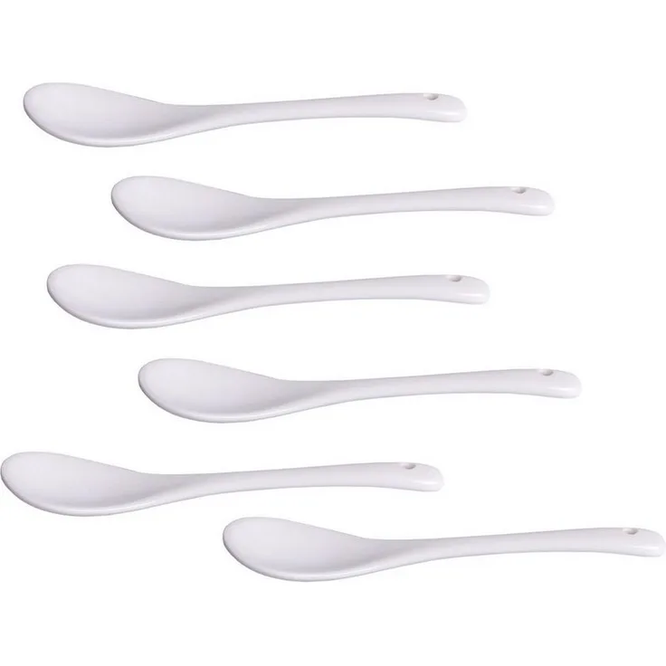HIT Trading 24302181 Eierlöffel, 12,5 cm, Porzellan, weiß (6er Pack)