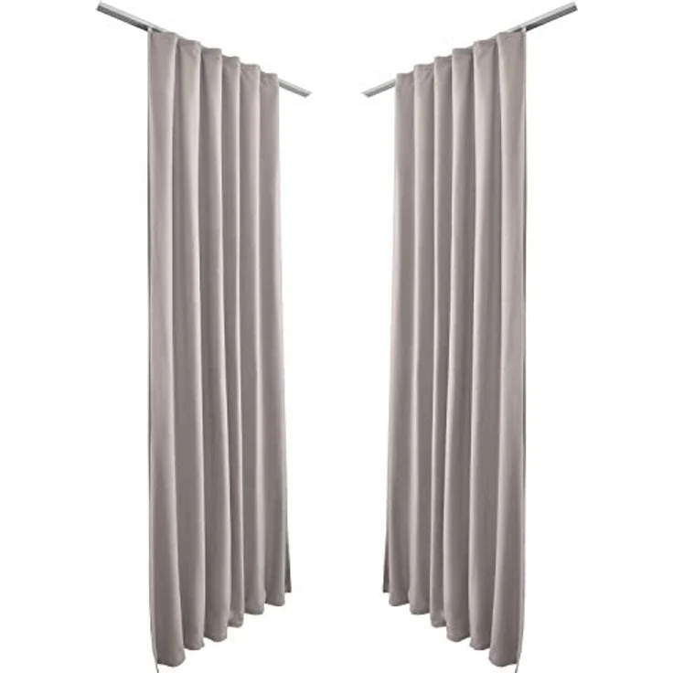 Beautissu Vorhang 2er Set Thermovorhang Gardine Grau Amelie TK, 140x245cm, Vorhang isolierend Kälte- & Hitzeschutz Universalband Verdunkelnd – Bild 6