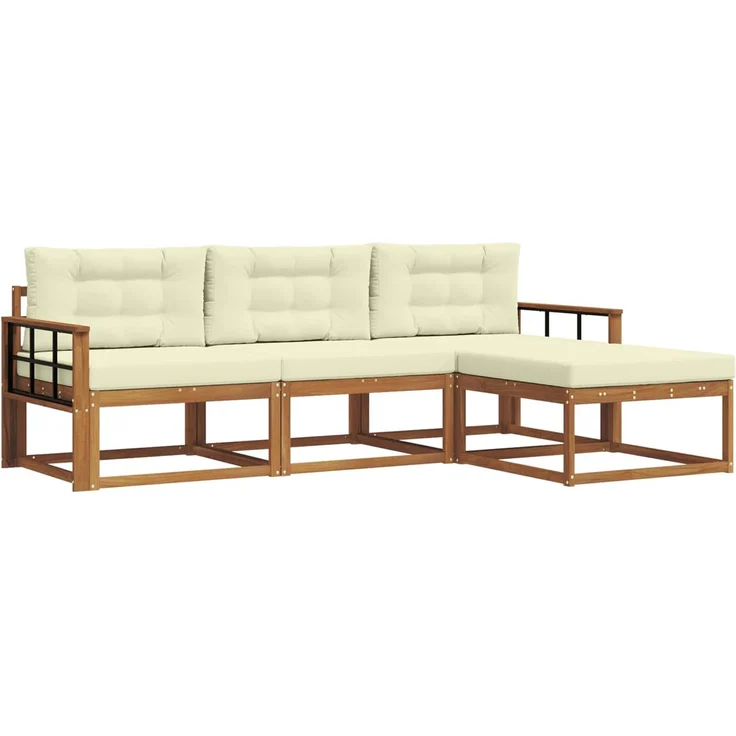 vidaXL Outdoor-Sofagarnitur 4 stk. 4-Sitzer Natur und Creme 3367413 – Bild 2