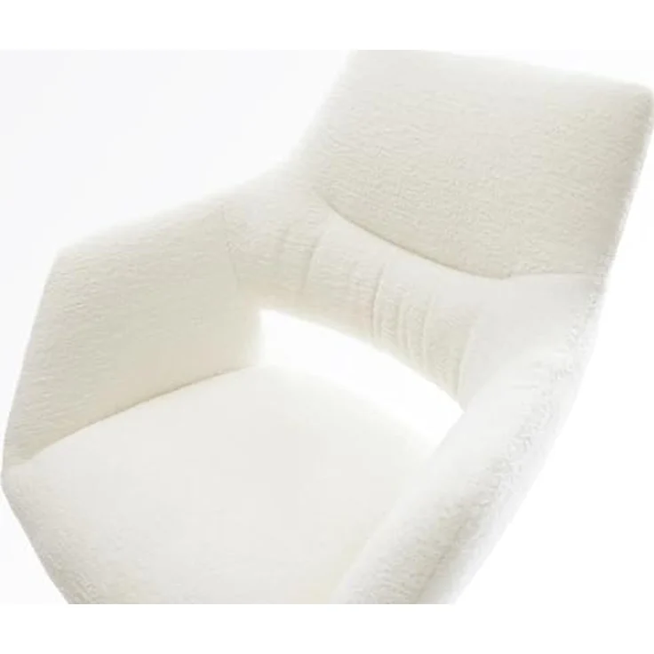 Barstuhl Yago-Flex Bouclé Soft Beige Drehfuß höhenverstellbar Edelstahl Silberfarben Taschenfederkern – Bild 5