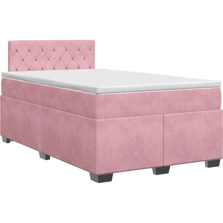 vidaXL Boxspringbett mit Matratze mit Kopfteil Rosa 120x190 cm Samt 3450673 – Bild 2