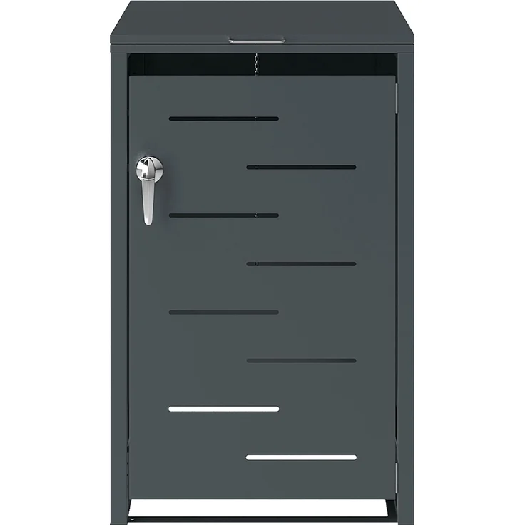 STEELSØN 'Diorus' Mülltonnenbox 1er 240 Liter, anthrazit, Mülltonnenverkleidung aus Stahl mit Sichtstreifen, wetterfest, 116x80x69 cm, abschließbare Müllbox für 1 Tonne – Bild 9