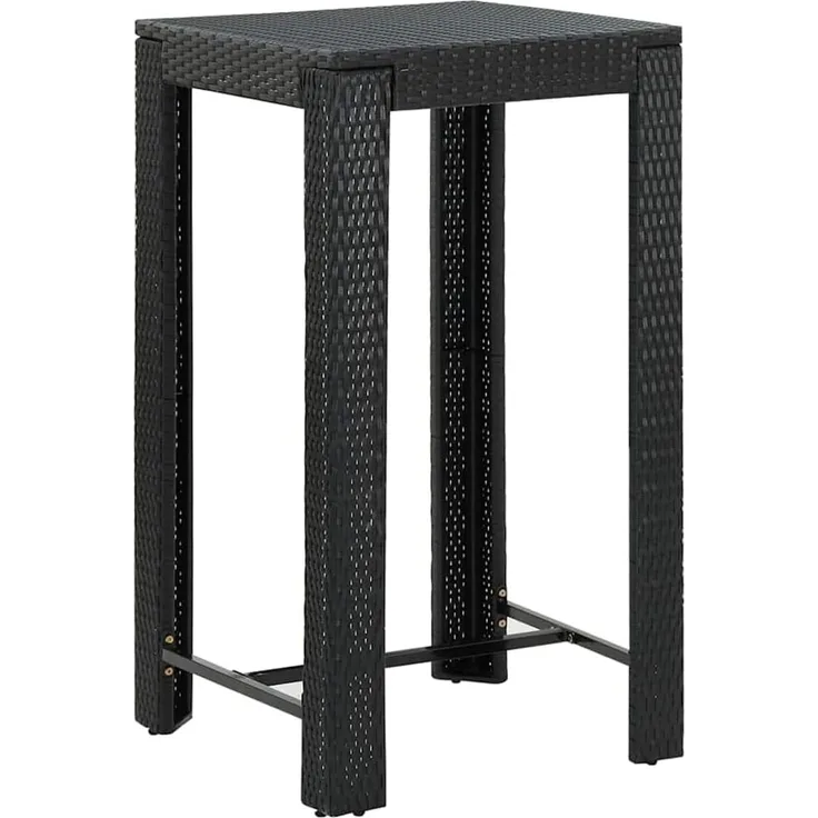 vidaXL Garten-Bartisch Schwarz 60,5x60,5x110,5 cm Poly Rattan 45871