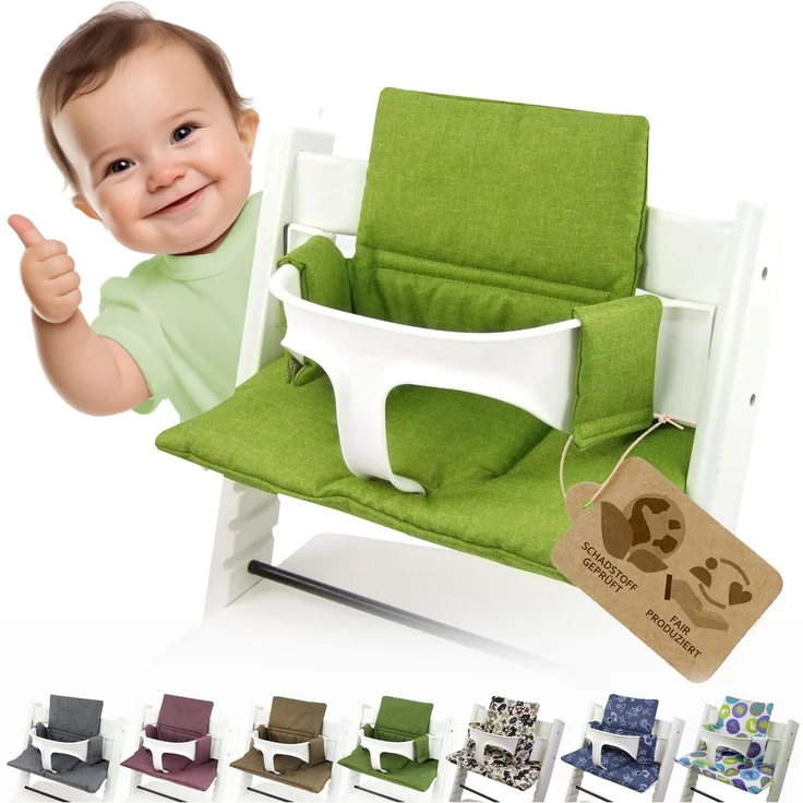 Ersatzbezug Kissen kompatibel mit Stokke Tripp Trapp M2 (meliert hellgrün) | Sitzkissen, Kissen-Set, weich, gepolstert, waschbar & langlebig