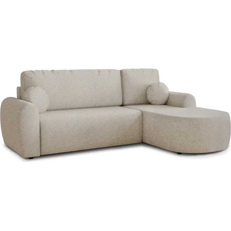 Ecksofa Jazz mit Schlaffunktion und Bettkasten - Bouclé-Stoff - L-Form Couch, Polstersofa, Schlafsofa, Sofagarnitur, Bettsofa (Beige (Coral 65), Ecksofa Rechts) – Bild 2