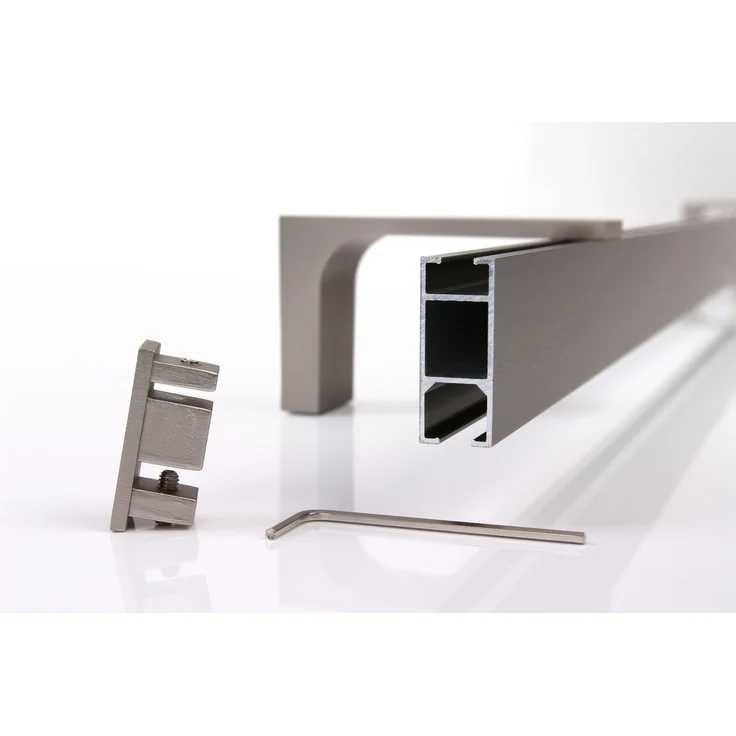 Deco-Raum® Gardinenschiene Innenlauf Loft | Länge: 110cm | Befestigung: Deckenträger | Material: Aluminium | Farbe: Edelstahl optik – Bild 7