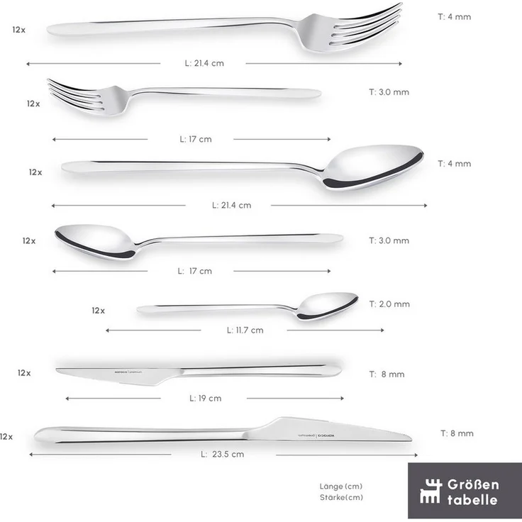 Karaca Besteck-Set Karaca Stark Besteckset für 12 Personen 84-teilig Edelstahl Silber – Bild 2