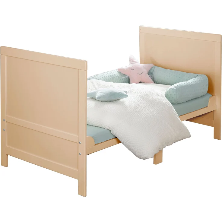 roba Babybett EASY SLEEP 70 x 140 cm inkl. Umbauecken - Mitwachsendes Gitterbett 3-fach höhenverstellbar - 3 Schlupfsprossen - Holz natur – Bild 12