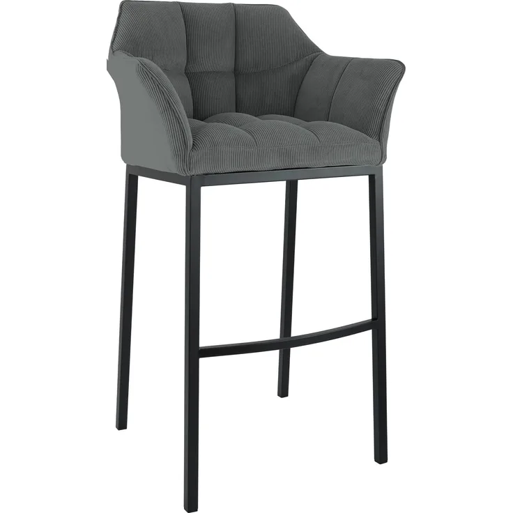 Barhocker GIBEL - Metall Grau 64x48x110 cm Schwarz | Barstuhl Mit Lehne Tresenhocker Tresenstuhl Kneipenhocker Kneipenstuhl