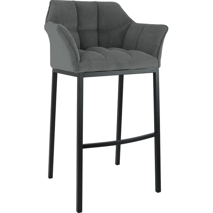 Barhocker GIBEL - Metall Grau 64x48x110 cm Schwarz | Barstuhl Mit Lehne Tresenhocker Tresenstuhl Kneipenhocker Kneipenstuhl – Bild 1