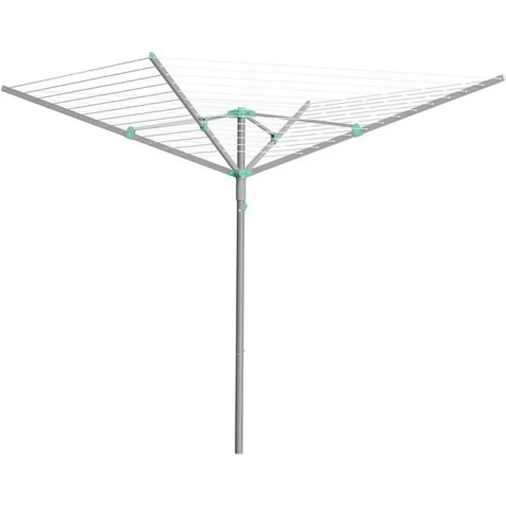SONGMICS Wäschespinne, 60 m Wäscheleine, für 6 Waschladungen, mit Wäscheklammern, silbern – Bild 3
