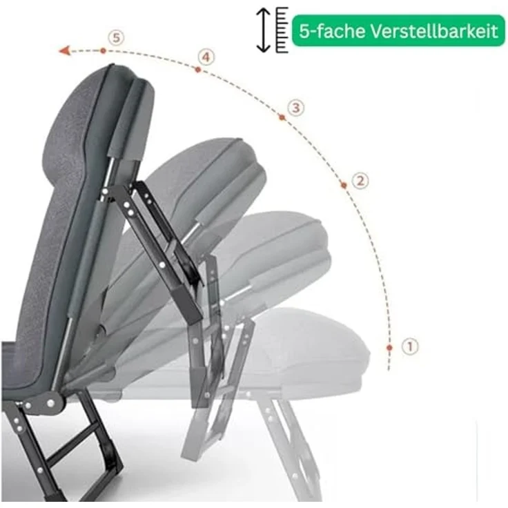 Divit Gartenliege Klappbarer Liegestuhl Sonnenliege gepolstert 200 x 64 x 30 cm GI20 sch – Bild 5