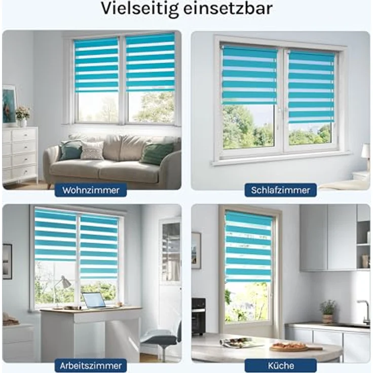 Doppelrollo, Woltu, Lichtschutz, ohne Bohren, freihängend, Klemmfix, Lichtschutz – Bild 9