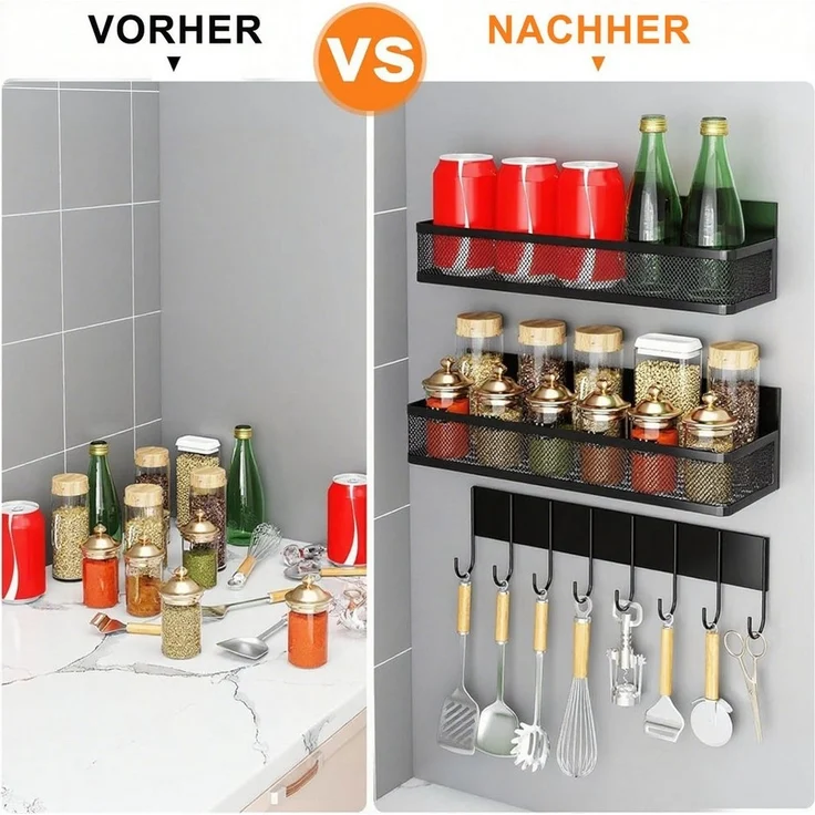 SURFOU Gewürzregal 3 Stück Magnetisches Regal Gewürzregal für Kühlschrank Organizer, Hängeregal Küche ohne bohren für Küchenorganisation und Aufbewahrung – Bild 2