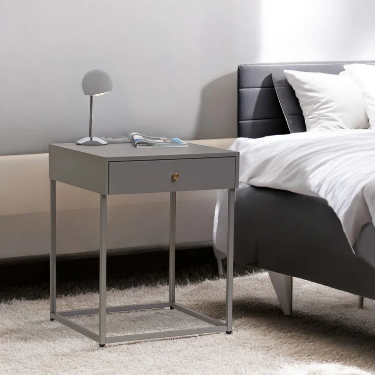 osoltus Cube Beistelltisch m. Schublade Industrie Design Warm Grey – Bild 4