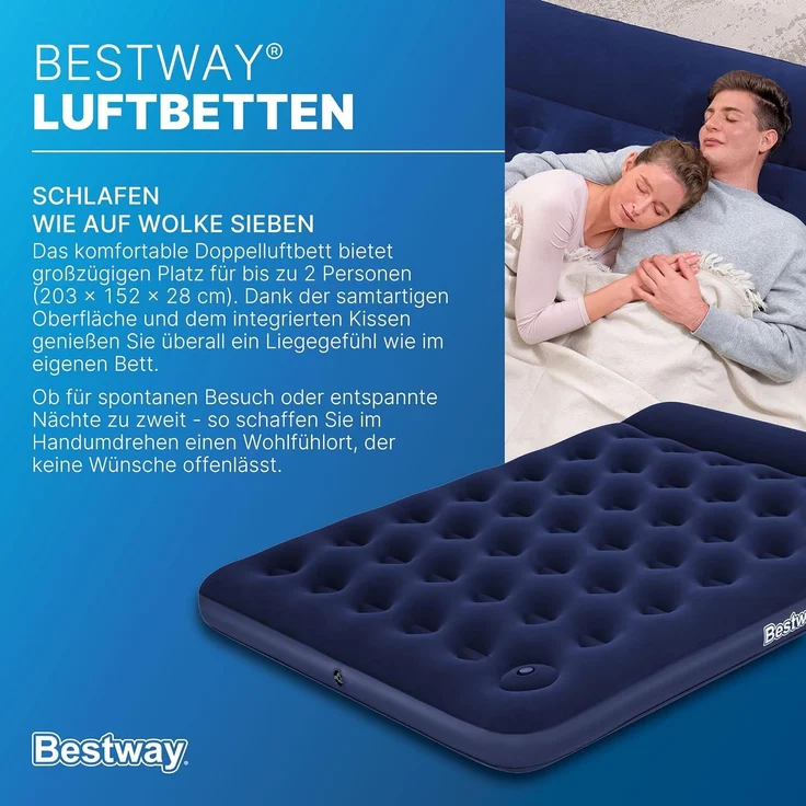 Doppelluftbett mit integrierter Fußpumpe 203 x 152 x 28 cm – Bild 5