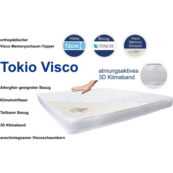 Visco Topper Tokio. 120x200cm. Höhe 12cm – Bild 2