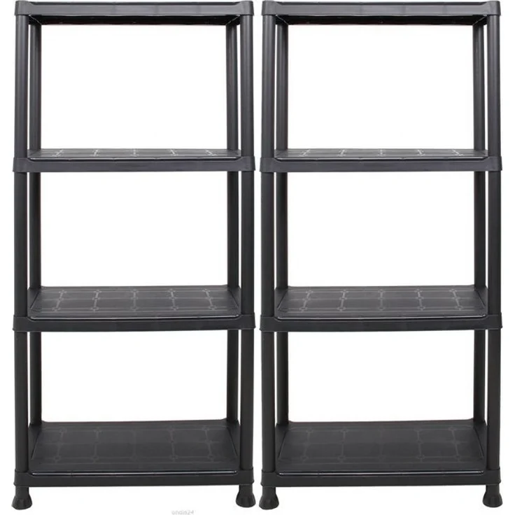 ONDIS24 Steckregal 2x Kunststoffregal, 60 x 30 x 135 (H) cm, 4 Böden, Schwerlastregal, bis zu 80 kg, Regal, Lagerregal - Doppelpack – Bild 4