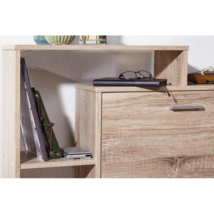 FINEBUY Schuhkipper FB45127 (85x24x93 cm, Schuhschrank Sonoma Eiche Modern), Schuhregal mit Ablage, Flurschrank Schuhkommode – Bild 5
