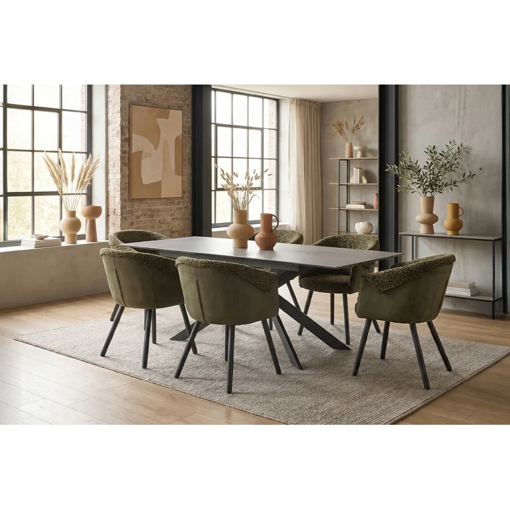KAWOLA Esszimmerstuhl ELARIA Stoff grün 80 x 65 x 60 cm – Bild 6