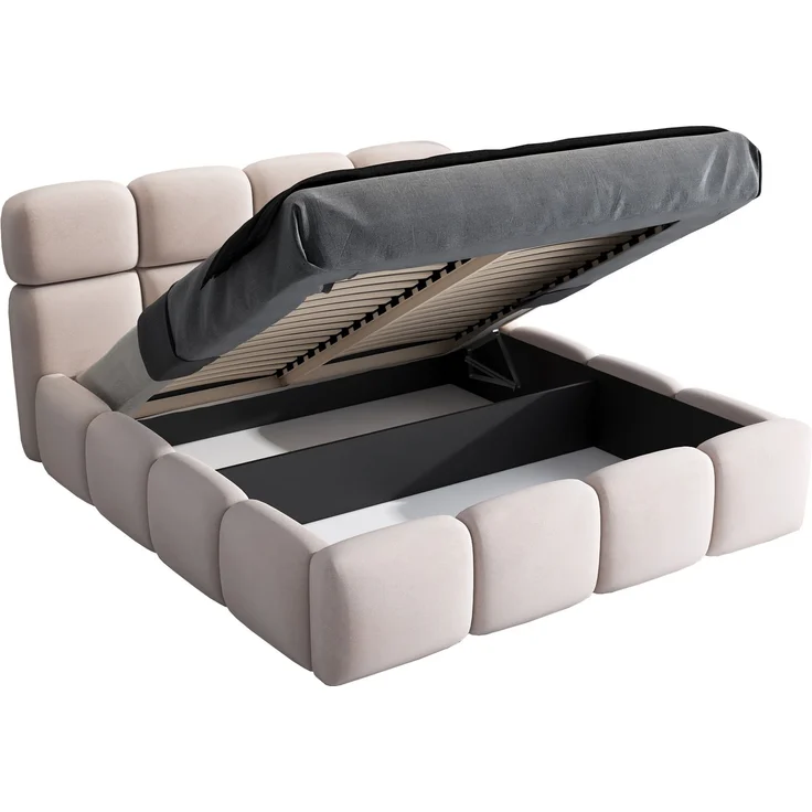 Polsterbett MONAKO 120x200 ohne Matratze mit Bettkasten und Lattenrost. Farbe: Schwarz 20 – Bild 5